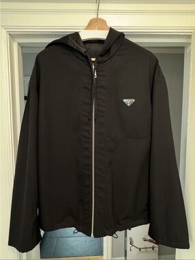 Prada Black Hooded Zip-Up Jacket